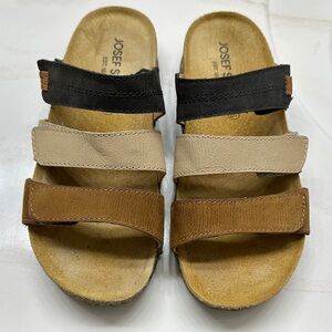 Josef Seibel Black, Tan, and Brown Sandals
